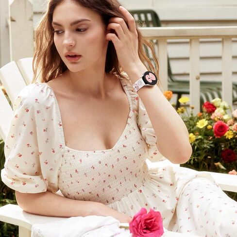 Dirrelo أحزمة منقوشة بالزهور ذات درجتين من اللون متوافقة مع ساعة Samsung Galaxy Watch 6/5/4 Band 40mm 44mm، Galaxy Watch 5 Pro 45mm/Watch 6&4 Classic/Active 2/Galaxy Watch 3,20mm حزام رياضي من السيليكون الناعم للسيدات in Kuwait