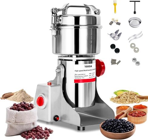 Electric Grain Grinder Mill 1000g, High-speed Commercial Spice Grinder Upgraded Stainless Steel Pulverizer Grinding Machine for Kitchen Dry Spice Herbs Grains Coffee Rice Pepper (1000g Swing Type) in Saudi Arabia