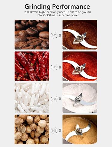 Electric Grain Grinder Mill 1000g, High-speed Commercial Spice Grinder Upgraded Stainless Steel Pulverizer Grinding Machine for Kitchen Dry Spice Herbs Grains Coffee Rice Pepper (1000g Swing Type) in Saudi Arabia