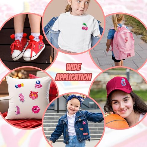 16 PCS Embroidered Applique Iron on Patches Sew on Applique Pink Cherry Embroidered Patch DIY Craft Accessories for Dress Jackets Jeans Backpacks Hats Clothing Decoration, Cherry in Saudi Arabia