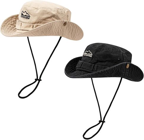 Cotton Boonie Sun Hat for Men Women, Foldable Outdoor Sun Protection Hat with Chin Strap for Fishing Hunting Hiking in Saudi Arabia