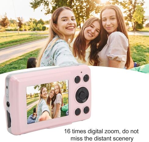 Digital Camera, 16MP 1080P HD Pocket Compact Camera with 2.4 Inch Screen, 16X Zoom Autofocus, Anti Shake, Portable Vlogging Camera, for Boys Girls Kids (Silver Gray) in Kuwait