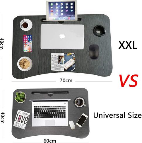 XXL Laptop Table,Portable Lap Table with Beverage Holder and Storage Drawer,Standing Floor Table Adult Work,Folding Laptop Tray for Student Study Writing Eating on Bed Couch Office(27.5"x18.9"x11") in Saudi Arabia