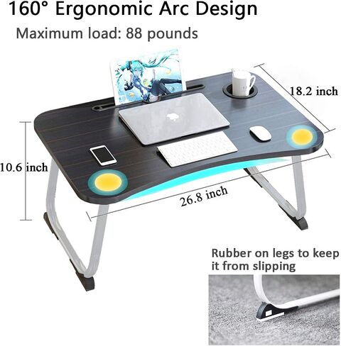 XXL Laptop Table,Portable Lap Table with Beverage Holder and Storage Drawer,Standing Floor Table Adult Work,Folding Laptop Tray for Student Study Writing Eating on Bed Couch Office(27.5"x18.9"x11") in Saudi Arabia
