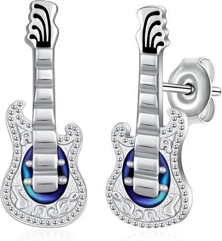Guitar Earrings 925 Sterling Silver Music Earrings Guitar Stud Earrings Guitar Jewelry Gifts for Women Girls in Saudi Arabia