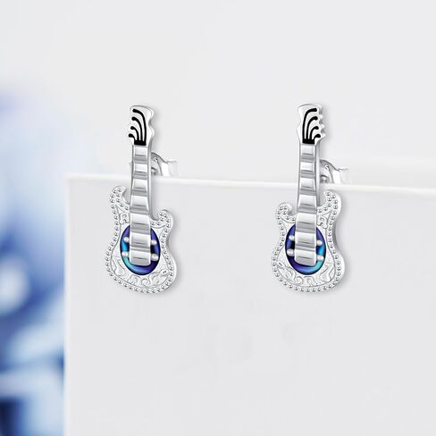 Guitar Earrings 925 Sterling Silver Music Earrings Guitar Stud Earrings Guitar Jewelry Gifts for Women Girls in Saudi Arabia
