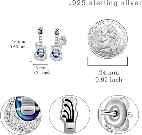 Guitar Earrings 925 Sterling Silver Music Earrings Guitar Stud Earrings Guitar Jewelry Gifts for Women Girls in Saudi Arabia
