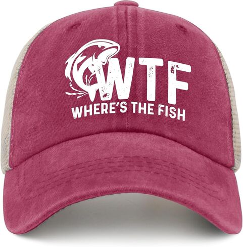 WTF Where's The Fish Hat Trucker Hat Men Trendy Mesh Cap for Summer in Saudi Arabia