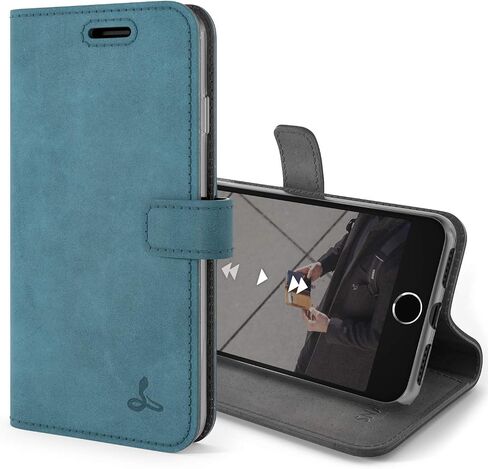 Snakehive Vintage Wallet for Apple iPhone SE 2022/ iPhone SE 2020 || Real Leather Wallet Phone Case || Genuine Leather with Viewing Stand & 3 Card Holder || Flip Folio Cover with Card Slot (Black) in Saudi Arabia