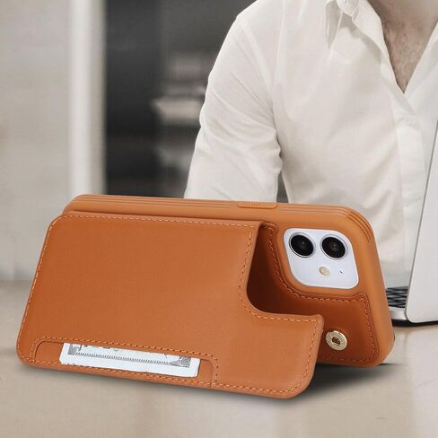 iPhone 12/12 Pro case with Credit Card Holder mag Safe, iPhone 12 Pro Phone Leather Case Wallet for Women Compatible mag Safe Wallet Detachable 2-in-1 for Men-Beige in Kuwait