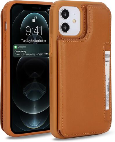 iPhone 12/12 Pro case with Credit Card Holder mag Safe, iPhone 12 Pro Phone Leather Case Wallet for Women Compatible mag Safe Wallet Detachable 2-in-1 for Men-Beige in Kuwait