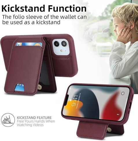 iPhone 12/12 Pro case with Credit Card Holder mag Safe, iPhone 12 Pro Phone Leather Case Wallet for Women Compatible mag Safe Wallet Detachable 2-in-1 for Men-Beige in Kuwait