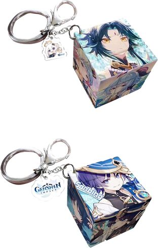 Genshin Creative Magic Puzzle Cube Cute Keychains Ornament Pendant Doll Bag Car Charm Pendant Silicone Keyring Gift in Saudi Arabia