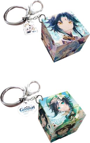 Genshin Creative Magic Puzzle Cube Cute Keychains Ornament Pendant Doll Bag Car Charm Pendant Silicone Keyring Gift in Saudi Arabia