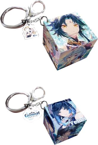 Genshin Creative Magic Puzzle Cube Cute Keychains Ornament Pendant Doll Bag Car Charm Pendant Silicone Keyring Gift in Saudi Arabia