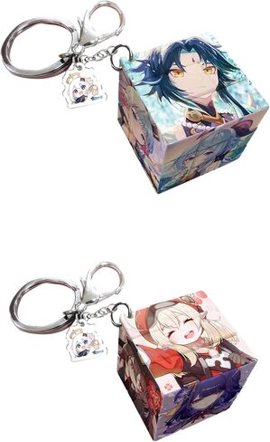 Genshin Creative Magic Puzzle Cube Cute Keychains Ornament Pendant Doll Bag Car Charm Pendant Silicone Keyring Gift in Saudi Arabia