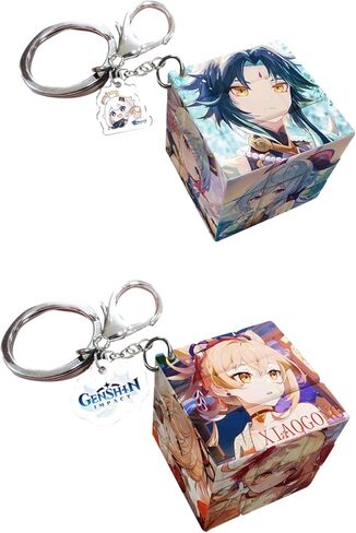 Genshin Creative Magic Puzzle Cube Cute Keychains Ornament Pendant Doll Bag Car Charm Pendant Silicone Keyring Gift in Saudi Arabia