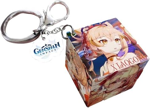 Genshin Creative Magic Puzzle Cube Cute Keychains Ornament Pendant Doll Bag Car Charm Pendant Silicone Keyring Gift in Saudi Arabia