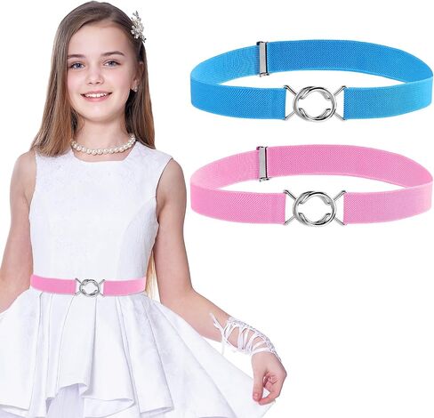 2 Pcs Elastic Belts for Girl, Women Stretch Waist Belt Quick Release Buckle Belt Simple Waistband for Dress Pants in Saudi Arabia