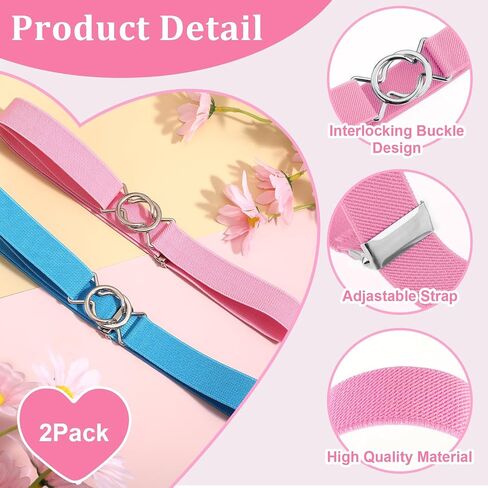 2 Pcs Elastic Belts for Girl, Women Stretch Waist Belt Quick Release Buckle Belt Simple Waistband for Dress Pants in Saudi Arabia