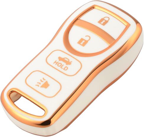 OFFCURVE Key Fob Cover for Nissan, Full TPU Protective Car Key Case Holder for Nissan Xterra Titan Armada Frontier Quest Sentra Infiniti FX35 FX45 QX4 3 Buttons Key Cover Car Accessories, White in Kuwait