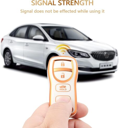 OFFCURVE Key Fob Cover for Nissan, Full TPU Protective Car Key Case Holder for Nissan Xterra Titan Armada Frontier Quest Sentra Infiniti FX35 FX45 QX4 3 Buttons Key Cover Car Accessories, White in Kuwait