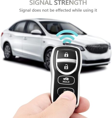 غطاء مفتاح OFFCURVE لنيسان، حامل حافظة مفاتيح السيارة الواقي بالكامل من مادة TPU لسيارة Nissan Xterra Titan Armada Frontier Quest Sentra Infiniti FX35 FX45 QX4 3 أزرار غطاء مفتاح السيارة، أبيض in Saudi Arabia