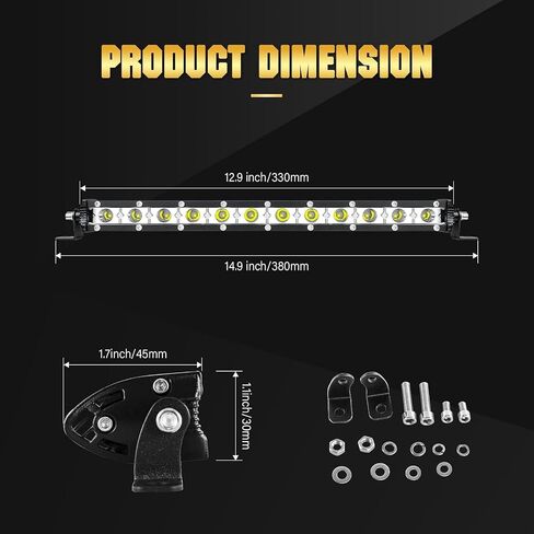 Willpower 25 inch LED Work Light Bar, Single Row 120W Spot Flood Combo Beam Off Road Driving Fog Lights with Mounting Bracket Waterproof Slim Light Bars for Pickup SUV ATV UTV Truck Light in Saudi Arabia