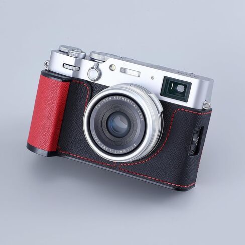 حافظة نصف كاميرا لهاتف Fujifilm Fuji X100VI، حافظة واقية للكاميرا الفورية من الجلد الطبيعي المعدني العتيق، أنيقة محمولة مضادة للصدمات (أسود) in Kuwait
