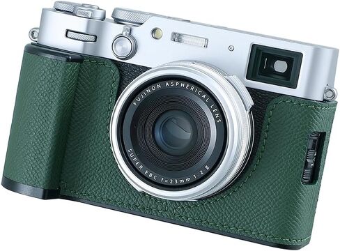 حافظة نصف كاميرا لهاتف Fujifilm Fuji X100VI، حافظة واقية للكاميرا الفورية من الجلد الطبيعي المعدني العتيق، أنيقة محمولة مضادة للصدمات (أسود) in Kuwait