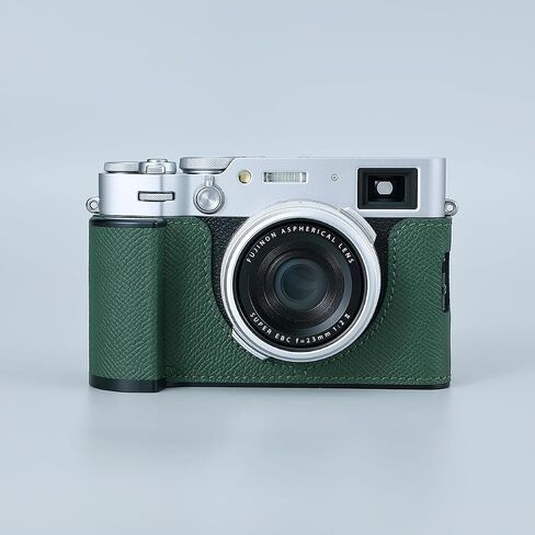 حافظة نصف كاميرا لهاتف Fujifilm Fuji X100VI، حافظة واقية للكاميرا الفورية من الجلد الطبيعي المعدني العتيق، أنيقة محمولة مضادة للصدمات (أسود) in Kuwait