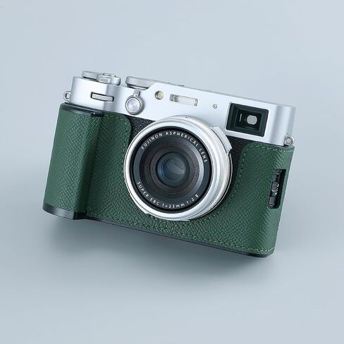 حافظة نصف كاميرا لهاتف Fujifilm Fuji X100VI، حافظة واقية للكاميرا الفورية من الجلد الطبيعي المعدني العتيق، أنيقة محمولة مضادة للصدمات (أسود) in Kuwait