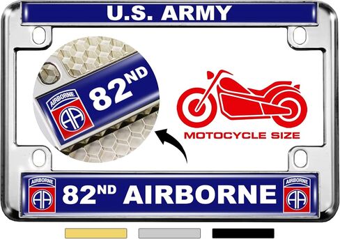 [Officially Licensed Product] - Motorcycle Metal License Plate Frame with U.S. Army 82nd Airborne Division Design - Black in Saudi Arabia