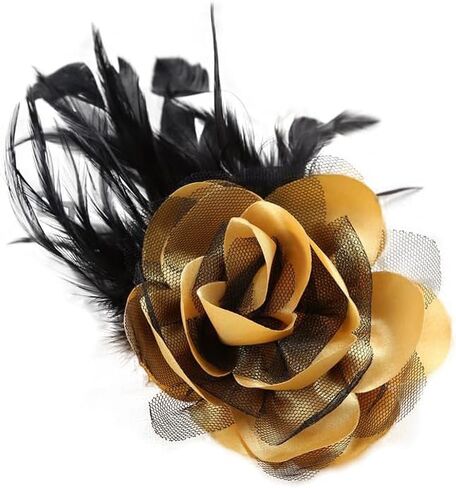 Flower Brooch Pin Silks Wonderful Rose Camellia Feather Charm Fashion Beautiful Created Clip Hair Flowers Brooches Accessories Idea for Party Dance Wedding Banquet for Elegant Women Girl Gift in Saudi Arabia