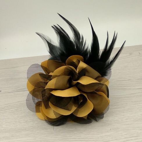 Flower Brooch Pin Silks Wonderful Rose Camellia Feather Charm Fashion Beautiful Created Clip Hair Flowers Brooches Accessories Idea for Party Dance Wedding Banquet for Elegant Women Girl Gift in Saudi Arabia