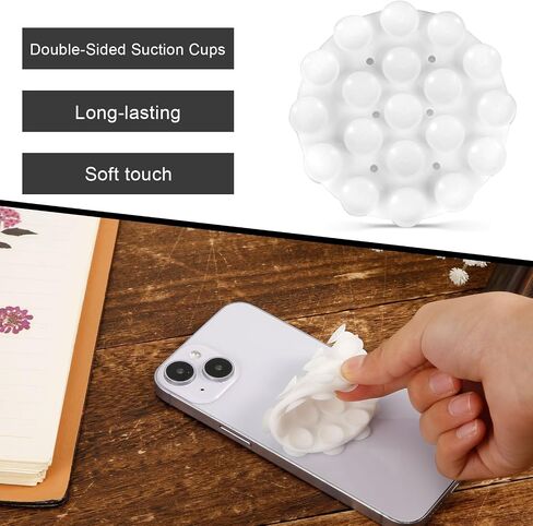 Double Sided Suction Phone Mount, Round Silicone Suction Cup Phone Holder Multifunctional Suction Phone Case Self-Adhesive Phone Sticky Grip for Mobile Devices(Black) in Saudi Arabia