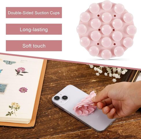Double Sided Suction Phone Mount, Round Silicone Suction Cup Phone Holder Multifunctional Suction Phone Case Self-Adhesive Phone Sticky Grip for Mobile Devices(Black) in Saudi Arabia