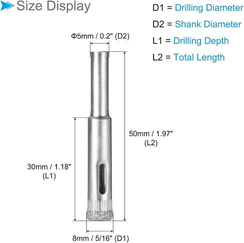 Diamond Hole Saws Drill Bits, 10mm / 3/8" Drilling Diameter, Nickel Plated Carbon Steel Drill Bit - (Applications: for Glass Ceramic Tiles Marble Stone), 5-Pieces in Saudi Arabia