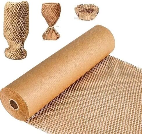 Honeycomb Packing Paper, 15 Inch x 328 Feet Eco Friendly Packing Materials for Shipping Breakable Recyclable Moving Supplies Paper Bubble Wrap Sheets Roll for Packing and Moving in Saudi Arabia
