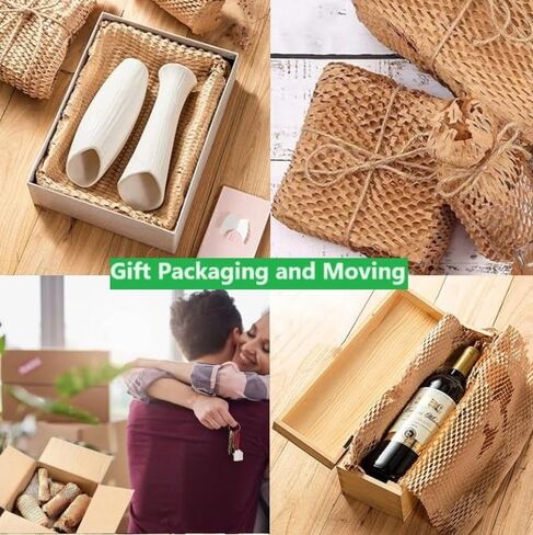 Honeycomb Packing Paper, 15 Inch x 328 Feet Eco Friendly Packing Materials for Shipping Breakable Recyclable Moving Supplies Paper Bubble Wrap Sheets Roll for Packing and Moving in Saudi Arabia