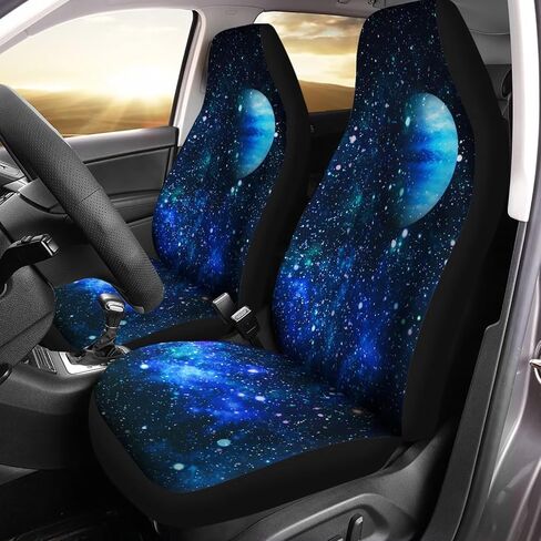 Automotive Interior Accessories 2 Pack, Blue Dreamy Galaxy Printed Thin Breathable Front Seat Cover Fit for Most Car Sedan SUV in Saudi Arabia