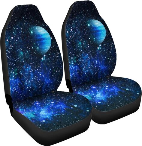 Automotive Interior Accessories 2 Pack, Blue Dreamy Galaxy Printed Thin Breathable Front Seat Cover Fit for Most Car Sedan SUV in Saudi Arabia