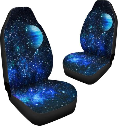 Automotive Interior Accessories 2 Pack, Blue Dreamy Galaxy Printed Thin Breathable Front Seat Cover Fit for Most Car Sedan SUV in Saudi Arabia