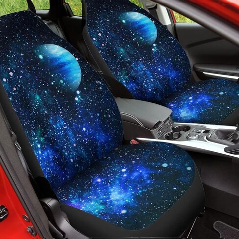 Automotive Interior Accessories 2 Pack, Blue Dreamy Galaxy Printed Thin Breathable Front Seat Cover Fit for Most Car Sedan SUV in Saudi Arabia