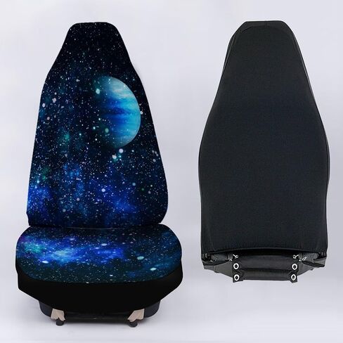 Automotive Interior Accessories 2 Pack, Blue Dreamy Galaxy Printed Thin Breathable Front Seat Cover Fit for Most Car Sedan SUV in Saudi Arabia