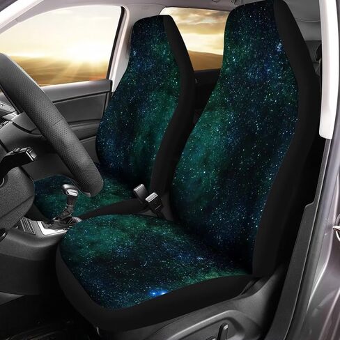 Automotive Interior Accessories 2 Pack, Blue Dreamy Galaxy Printed Thin Breathable Front Seat Cover Fit for Most Car Sedan SUV in Saudi Arabia