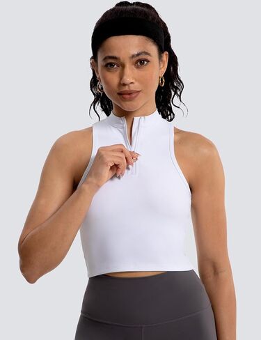 MathCat Half Zipper Workout Tank Tops for Women with Built in Bra, Racerback Workout Tops Sleeveless Crop Tops Gym Yoga Tops in Saudi Arabia