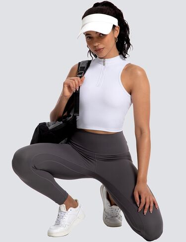 MathCat Half Zipper Workout Tank Tops for Women with Built in Bra, Racerback Workout Tops Sleeveless Crop Tops Gym Yoga Tops in Saudi Arabia