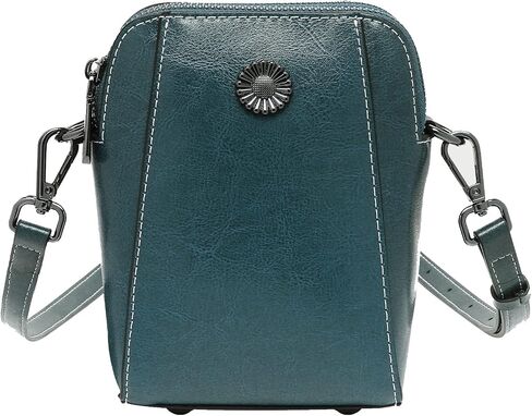 Women Vintage Leather Crossbody Phone Bag, Small Messenger Shoulder Bag Cash Handbag Wallet Purse With Card Slots in Saudi Arabia