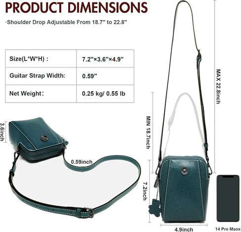 Women Vintage Leather Crossbody Phone Bag, Small Messenger Shoulder Bag Cash Handbag Wallet Purse With Card Slots in Saudi Arabia